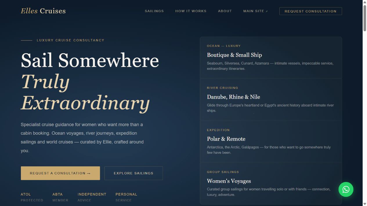 Elles Cruises homepage